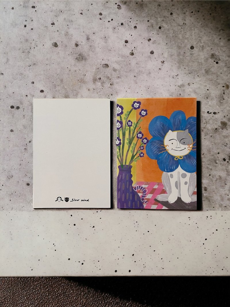 Hand-painted thick 420g ivory card—Meow Meow Flower - การ์ด/โปสการ์ด - กระดาษ หลากหลายสี