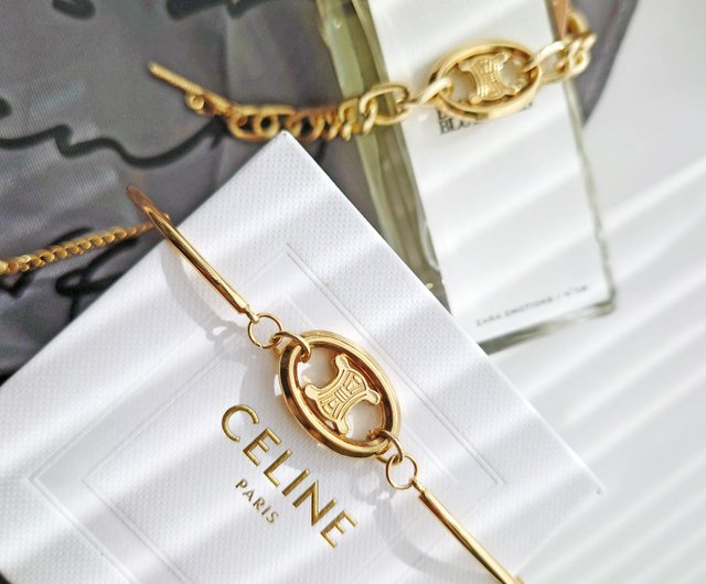 正規中古 CELINEゴールド凱旋門ネックレス、ネックレス、ブレスレット