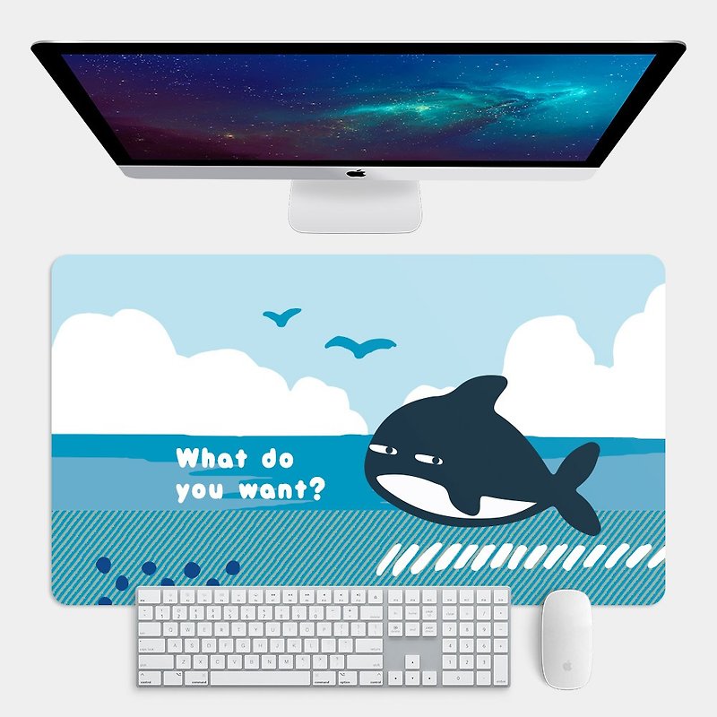 客製化文字 鯊魚 大尺寸 滑鼠墊 餐墊 辦公桌墊 PU068 - 滑鼠墊 - 橡膠 藍色