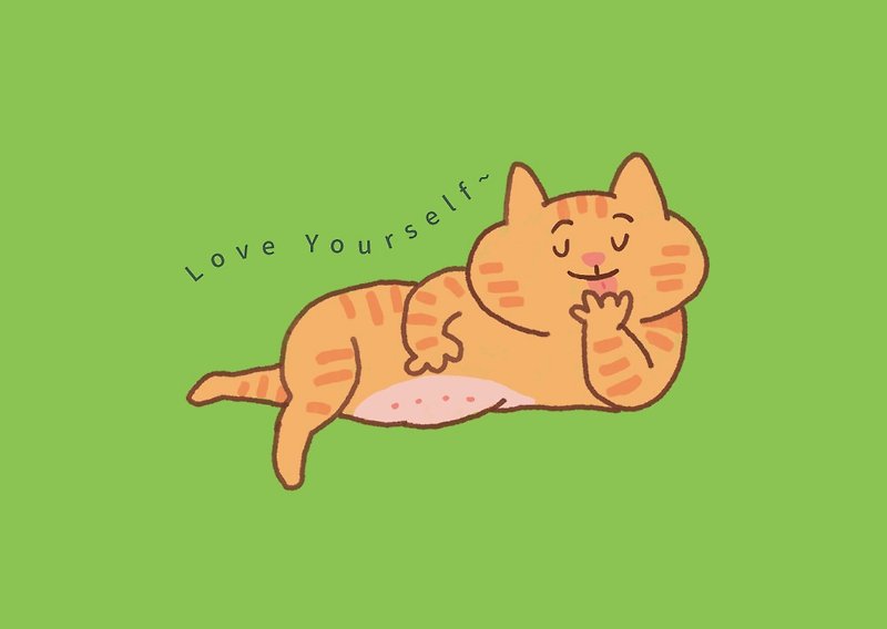 Cat-style life postcard | love yourself orange cat - Cards & Postcards - Paper 