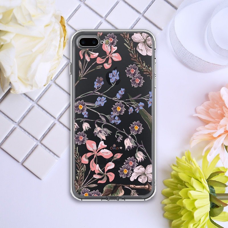 Ice crystal anti-fall soft shell [delphinium] Samsung mobile phone case transparent case protective case - Phone Cases - Plastic Transparent