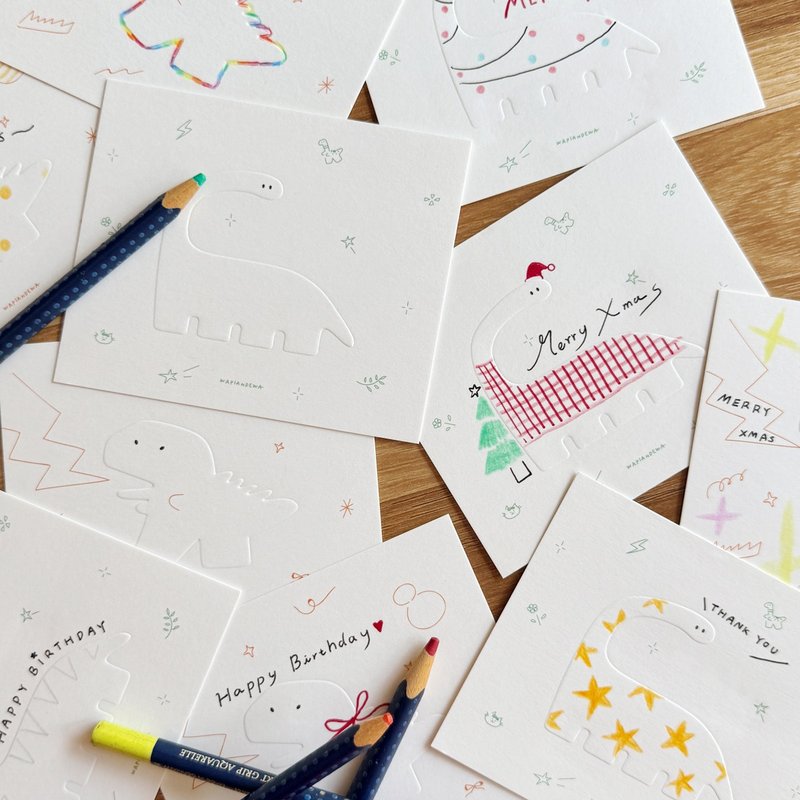 恐龍萬用卡 聖誕卡 生日卡 感謝卡 - 卡片/明信片 - 紙 白色