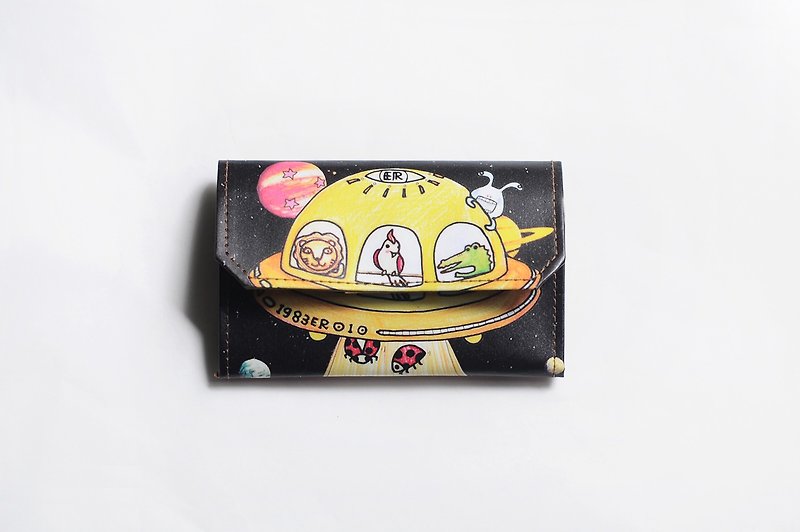 小紙包/卡片零錢包 - 動物系列/黃色幽浮UFO - 零錢包/小錢包 - 紙 黑色