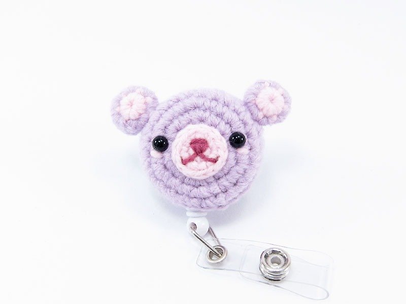 Lavender Bear Holds Card - ID & Badge Holders - Polyester Purple