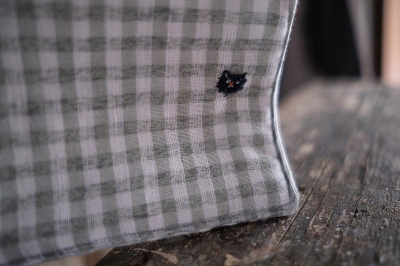 森氣黑貓橘補丁  / 手刺繡 洗臉 手巾 - 手帕 - 棉．麻 