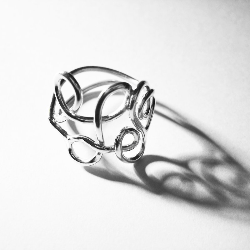 Customizing 2 Initials Calligraphy Sterling Silver unique Ring - General Rings - Sterling Silver Silver