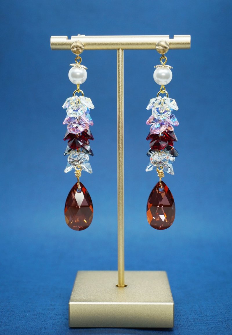 Aircraft ears / original earrings / [within the appearance] / Swarovski crystal elements / sterling silver - Earrings & Clip-ons - Semi-Precious Stones 