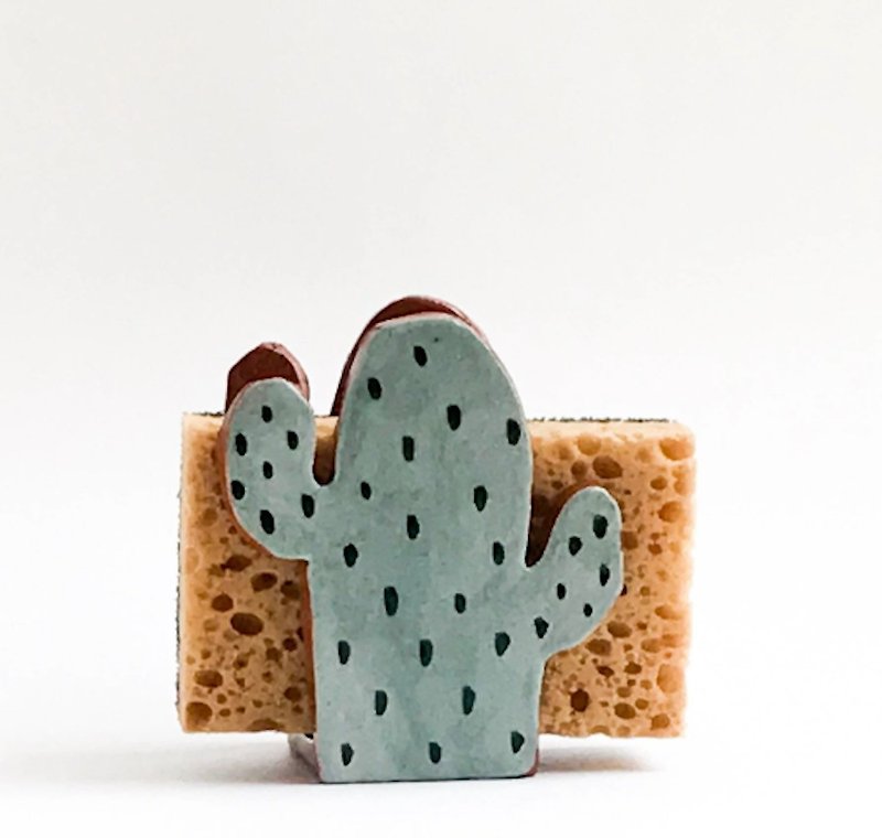Cactus Gift-Sponge Holder-Napkin Holder-Ceramics And Pottery - 花瓶/花器 - 陶 綠色