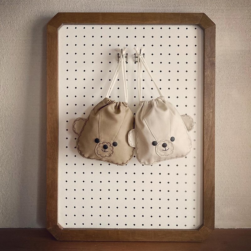 teddy bear drawstring - Toiletry Bags & Pouches - Cotton & Hemp Khaki