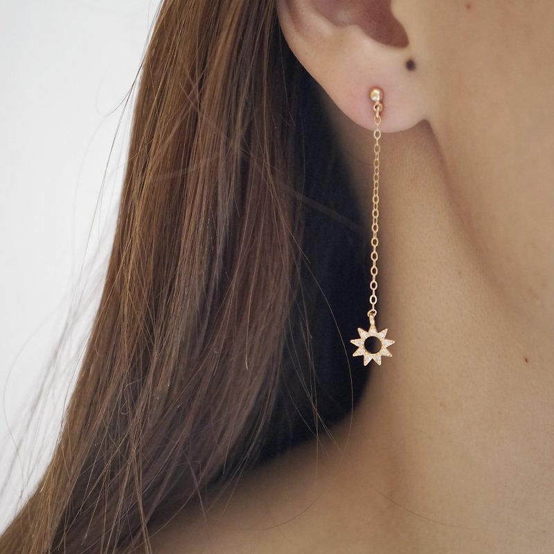 Starburst Dangle Drop Earrings - 14K Gold Filled - Star Earrings - Earrings & Clip-ons - Other Metals Gold