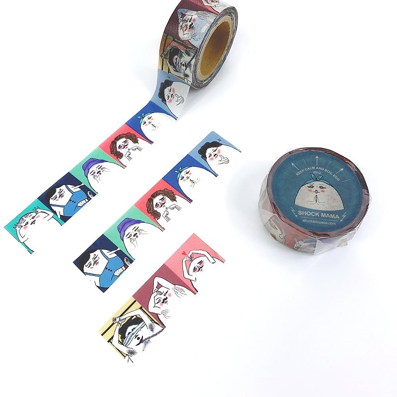 Chunky teen egg boy  masking tape - Washi Tape - Paper Multicolor
