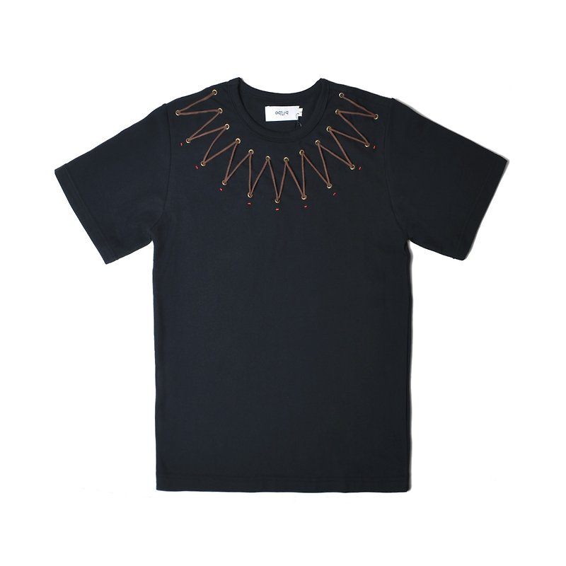 oqLiq - Display in the lost - Snow shank shine string T (black) - Men's T-Shirts & Tops - Cotton & Hemp Black