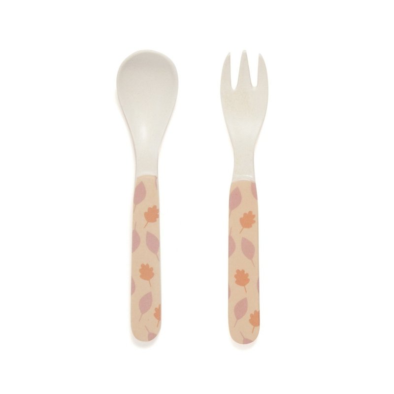 [Out of print and clear] Dutch Petit Monkey bamboo fiber fork and spoon set-Bunny - จานเด็ก - วัสดุอีโค 