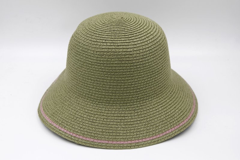 【紙布家】雙色漁夫帽(軍綠色)紙線編織 - 帽子 - 紙 綠色