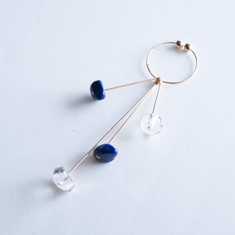 【夏季限定】垂墜水晶耳環-四顆 - 耳環/耳夾 - 寶石 藍色