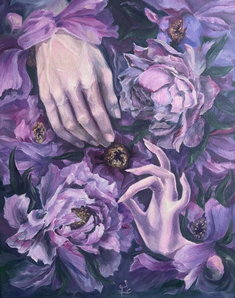 牡丹花男女关系画 - 壁貼/牆壁裝飾 - 其他材質 紫色