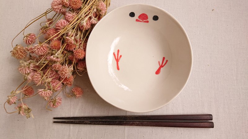Hey!鳥朋友!白文鳥深盤 - 盤子/餐盤/盤架 - 瓷 紅色