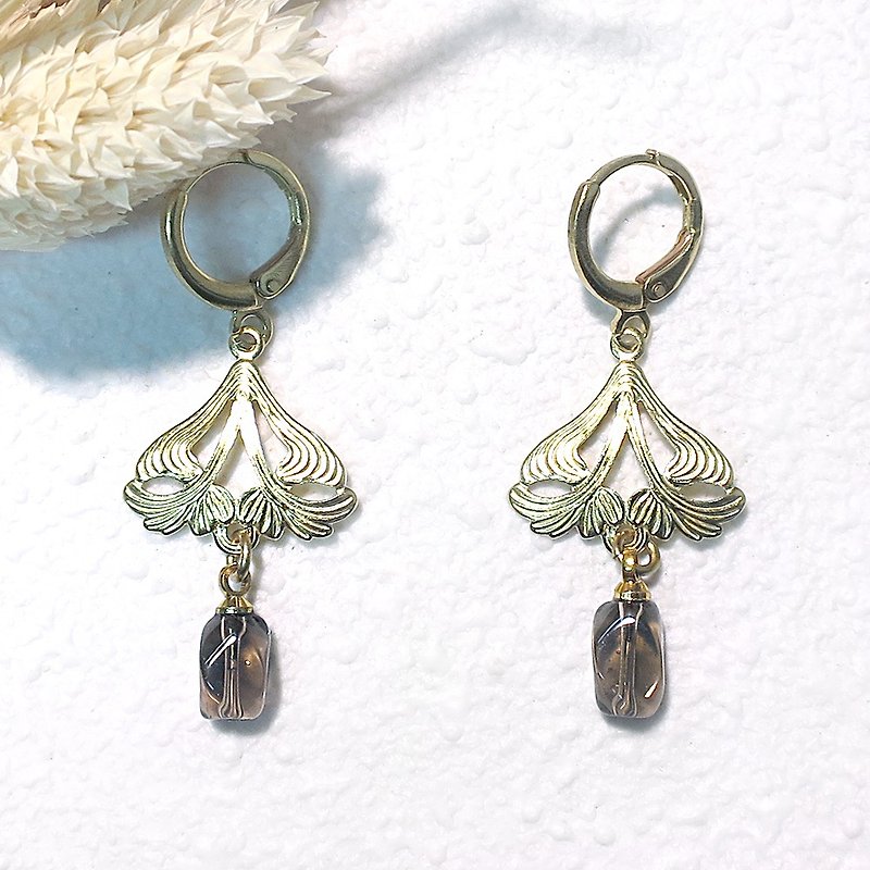VIIART. Old thing-smoked tea. Crystal tea Bronze earrings - can be changed cramping - Earrings & Clip-ons - Copper & Brass Brown