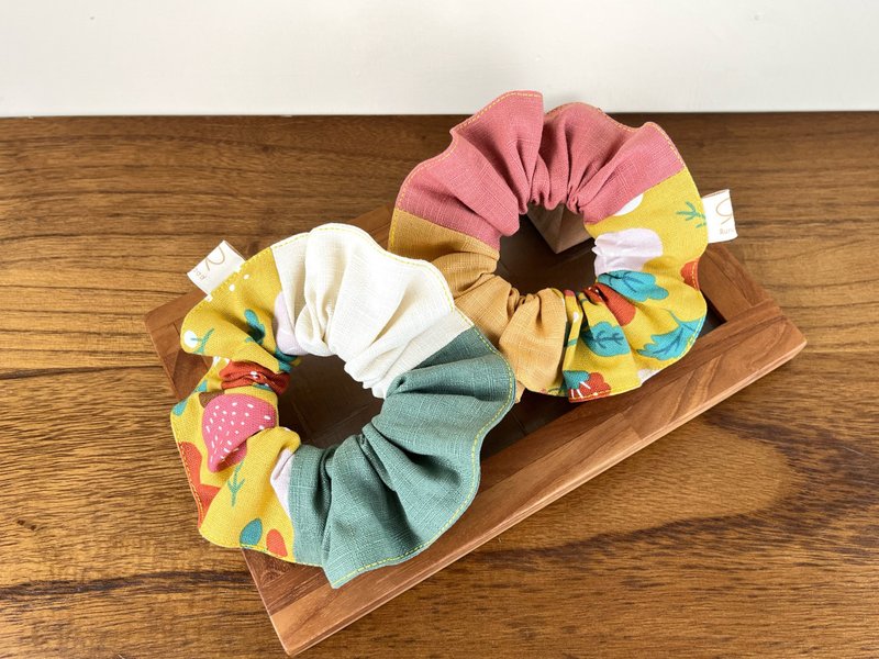 拼接荷葉髮圈 / 可愛的花們 / 黃 - 髮夾/髮圈 - 棉．麻 多色