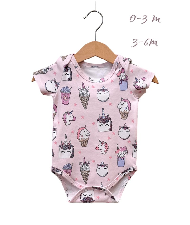 Unicorn baby girl onesie, baby girl bodysuit, baby girl clothes, pink onesie - ชุดทั้งตัว - ผ้าฝ้าย/ผ้าลินิน หลากหลายสี