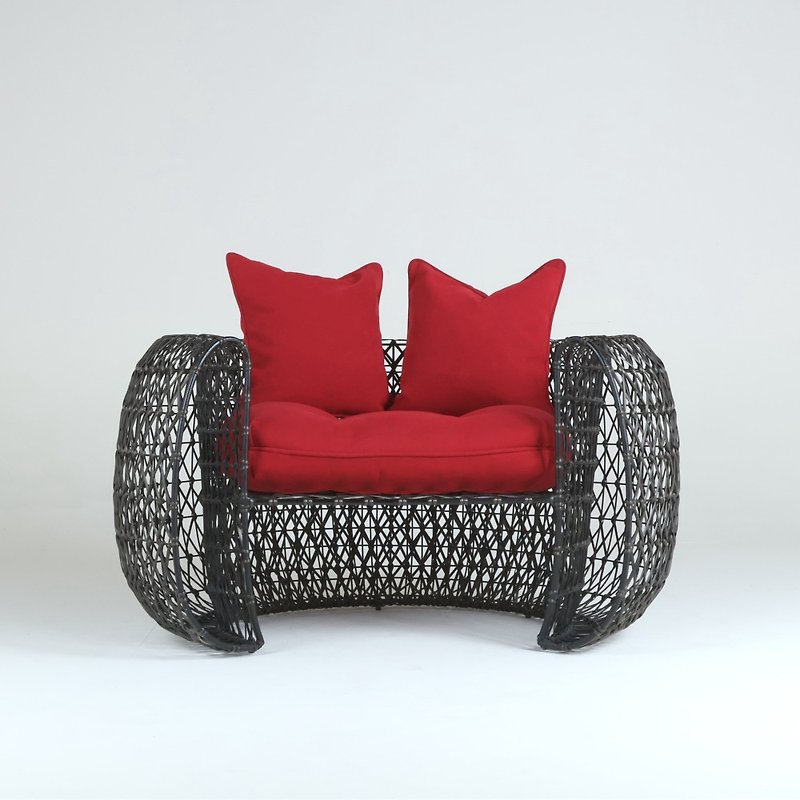 Rattan Chair Sofa-Black-Handwoven/Indoor/Indoor Single Sofa - Chairs & Sofas - Plastic Black