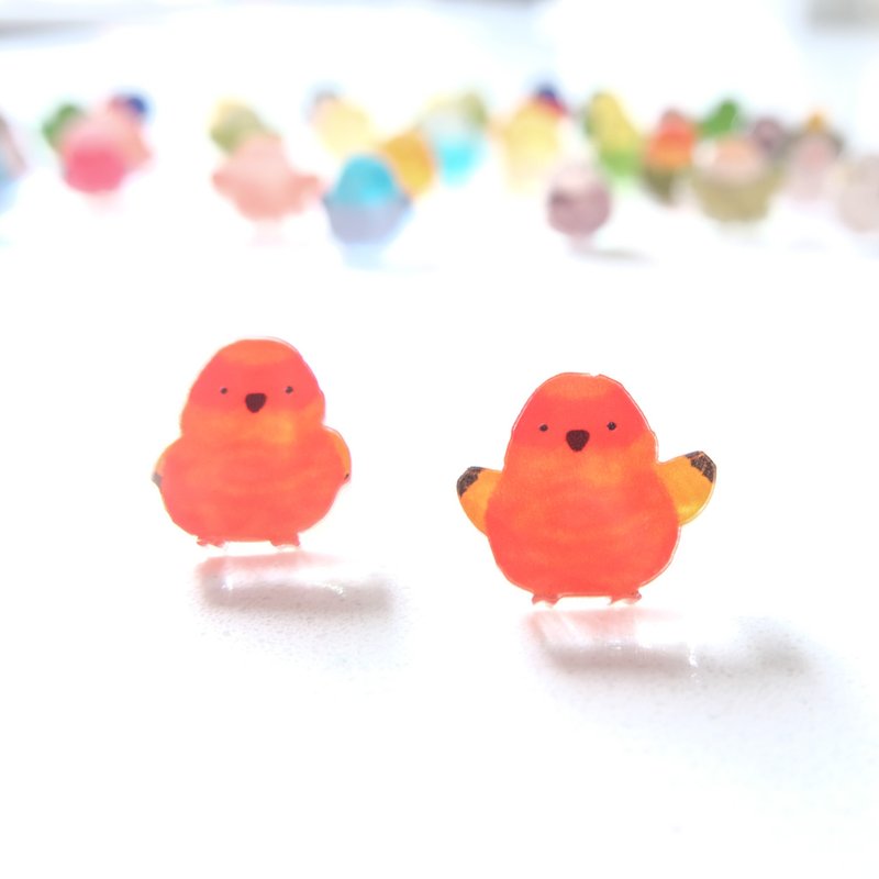 玄鳳鸚鵡耳環 雞尾鸚鵡 玄鳳鸚鵡 S925銀針 - 耳環/耳夾/耳骨夾 - 純銀 