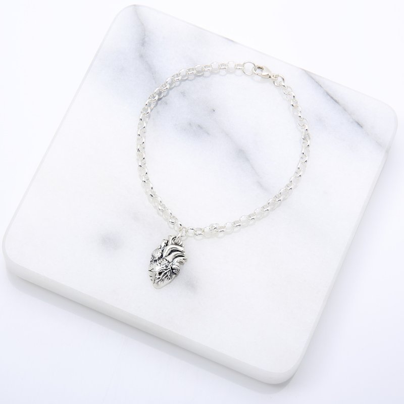 【Angel & Me】Anatomical Heart s925 sterling silver bracelet model birthday gift - สร้อยข้อมือ - เงินแท้ สีเงิน