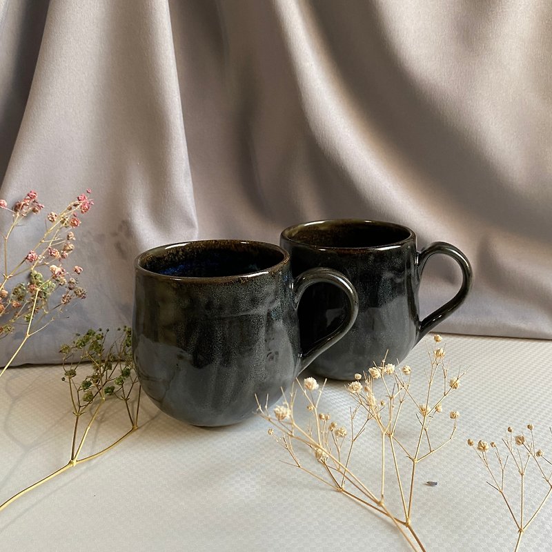 x長夜將明x手工瓷器對杯兩入 馬克杯 咖啡杯 茶杯 新年送禮 - 咖啡杯/馬克杯 - 瓷 黑色
