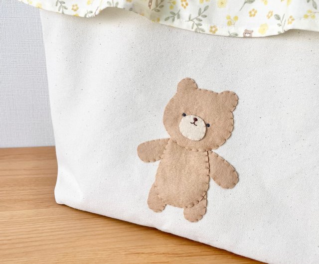 くまさんアップリケの大きなトートバッグ - ショップ rarikuma
