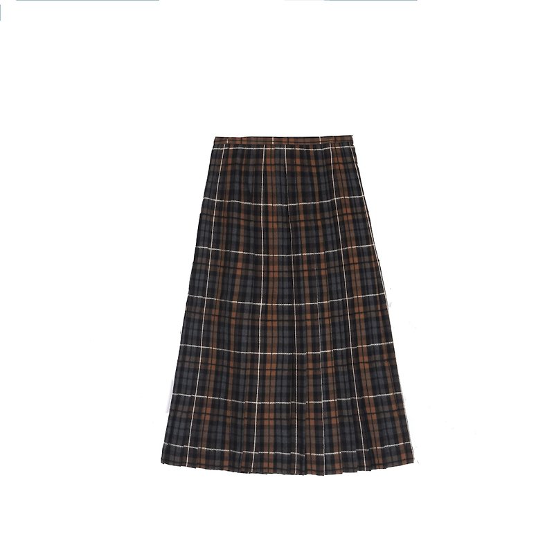 [England] egg plant vintage vintage pleated skirt - กระโปรง - ขนแกะ หลากหลายสี