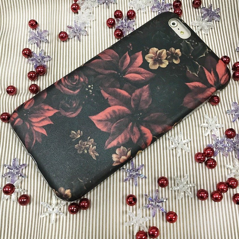 Christmas Flower iPhone case, X'mas Flower iPhone cover, 2 in 1 phone case, 3D Full Wrap Phone Case - Phone Cases - Plastic Black