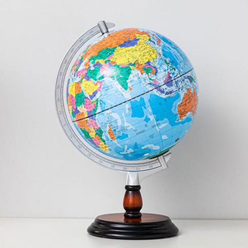 SkyGlobe 10-inch Executive Blue Ocean Wooden Globe (Chinese and English) - Items for Display - Plastic Blue