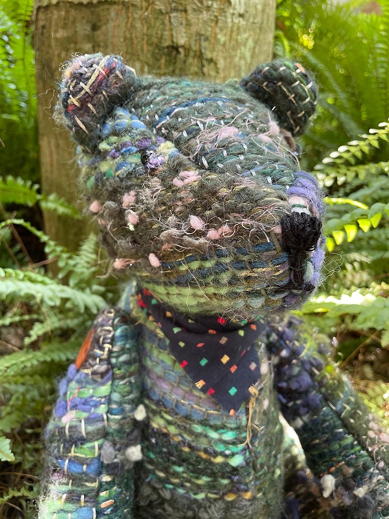 Ready in stock - Artistic Gentleman Forest Teddy Bear - B05 Hand Knitted Teddy Bear - Stuffed Dolls & Figurines - Cotton & Hemp 