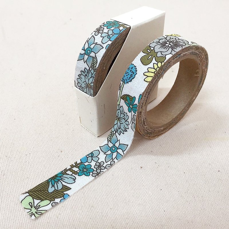 Clearance product-cloth tape-spring floral [lake green blooming flower] OPP packaging - Washi Tape - Other Materials Multicolor