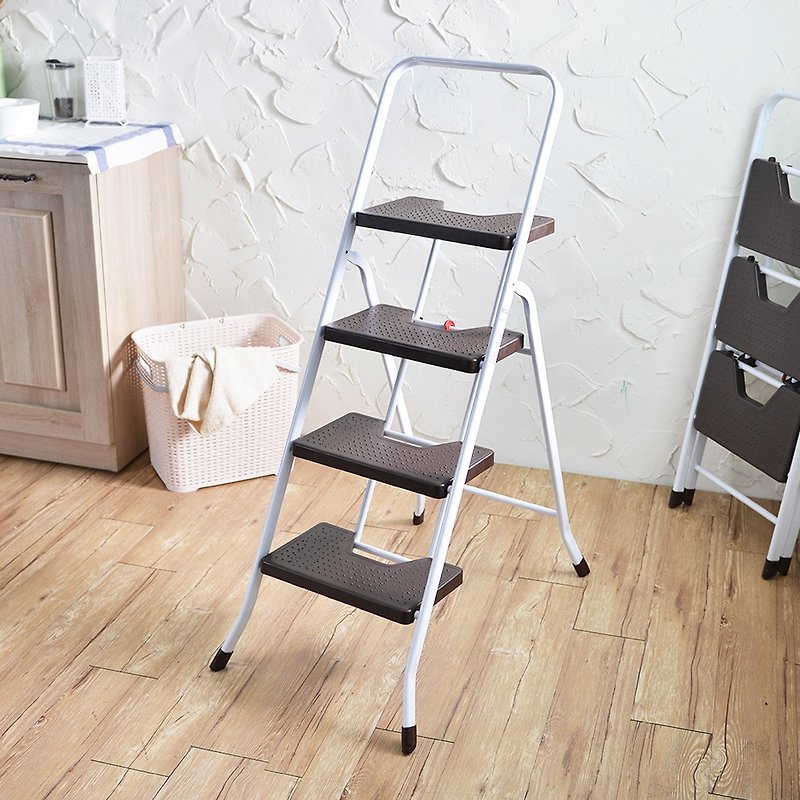+O home Wo Hanke household heavy folding handrail board ladder - fourth order - กล่องเก็บของ - โลหะ หลากหลายสี