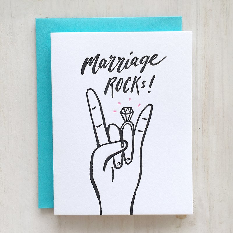 Marriage Rocks Letterpress Card - 卡片/明信片 - 紙 