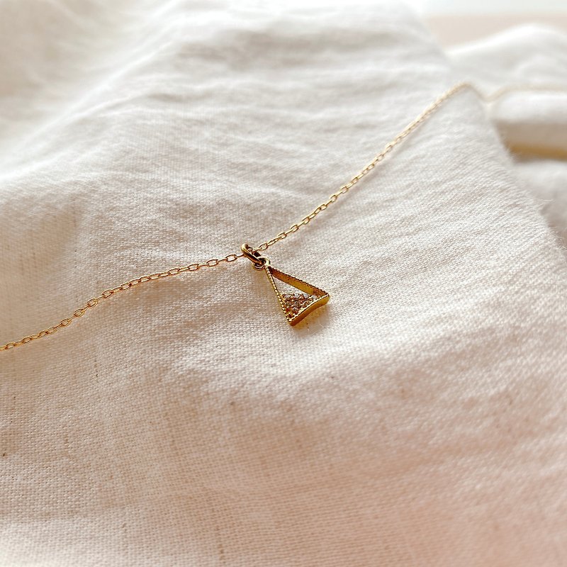 Aegean sez-zircon brass necklace - Collar Necklaces - Copper & Brass Gold