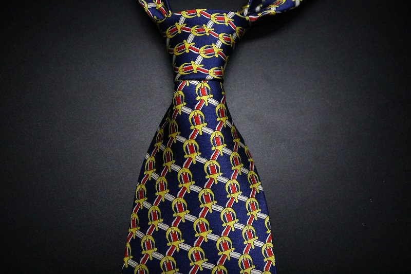ブルーの抽象的なバロックダーク柄のシルクのネクタイ/紳士百合necktie - ネクタイ・タイピン - シルク・絹 多色