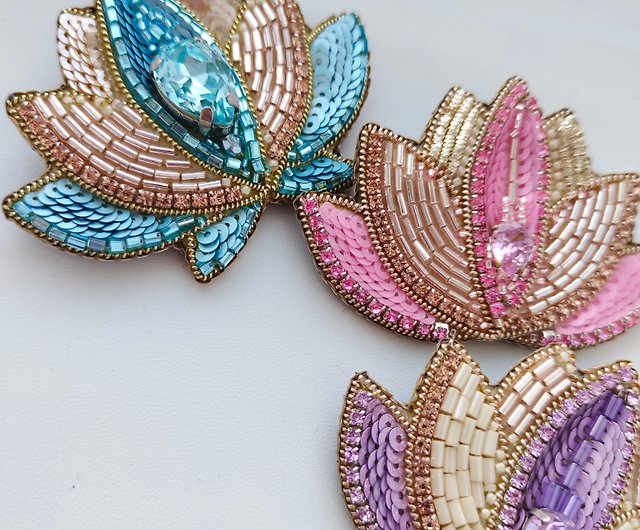 Tambour Embroidery Brooch Craft Kits-Lotus
