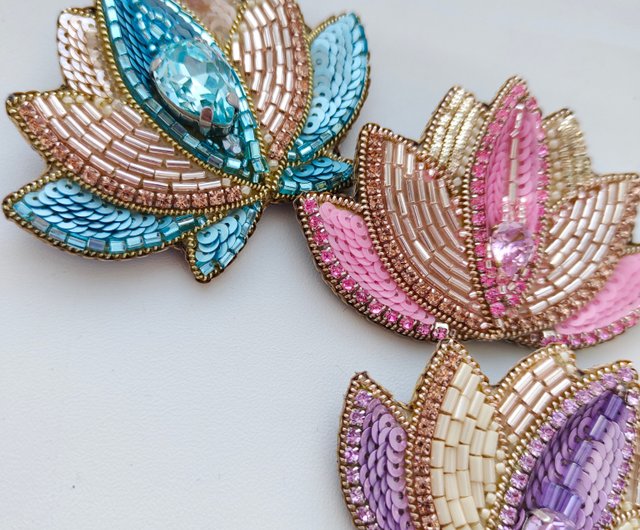 Tambour Embroidery Brooch Craft Kits-Lotus