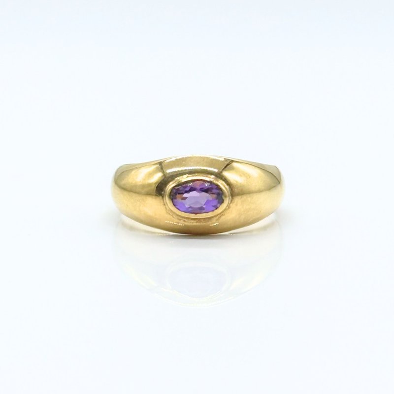 One-of-a-kind Amethyst/Purple Crystal K18 Natural Stone Ring - Round - แหวนทั่วไป - หิน สีม่วง