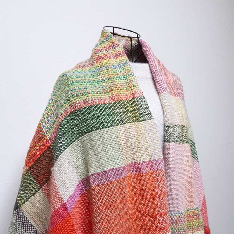 Hand-woven large blanket 72190 - Knit Scarves & Wraps - Wool Multicolor