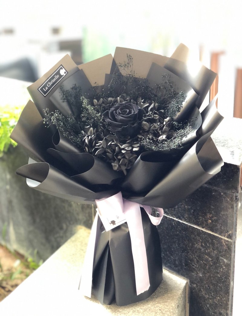 (香港自取) 黑色玫瑰花 保鮮花束 永生花束 不凋花 - 乾燥花/永生花 - 植物．花 黑色