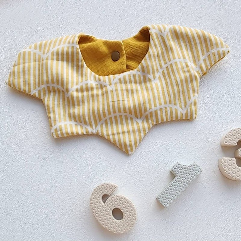 Double yarn bib/saliva towel/BABY saliva pocket (star-yellow) with 6 layers in total - Bibs - Cotton & Hemp Orange