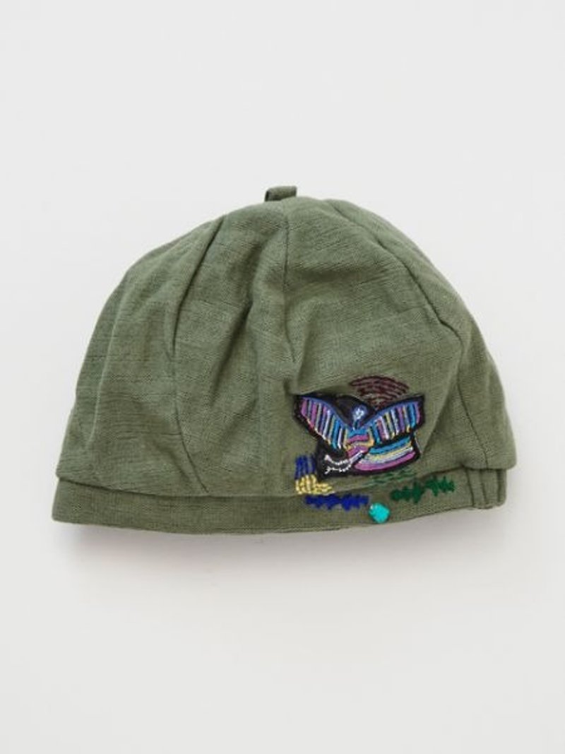 【Pre-order】 ☼ Embroidery Beile Hat ☼ (Tri-color) - Hats & Caps - Cotton & Hemp Multicolor