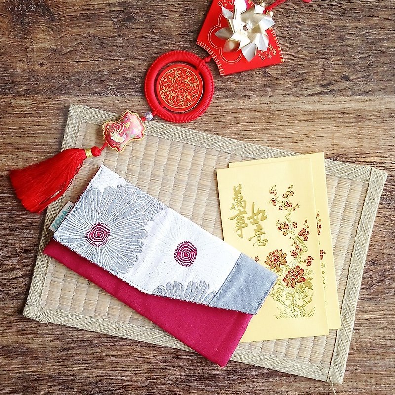 Red Packets Pouch (Silver Red) - Toiletry Bags & Pouches - Cotton & Hemp Silver