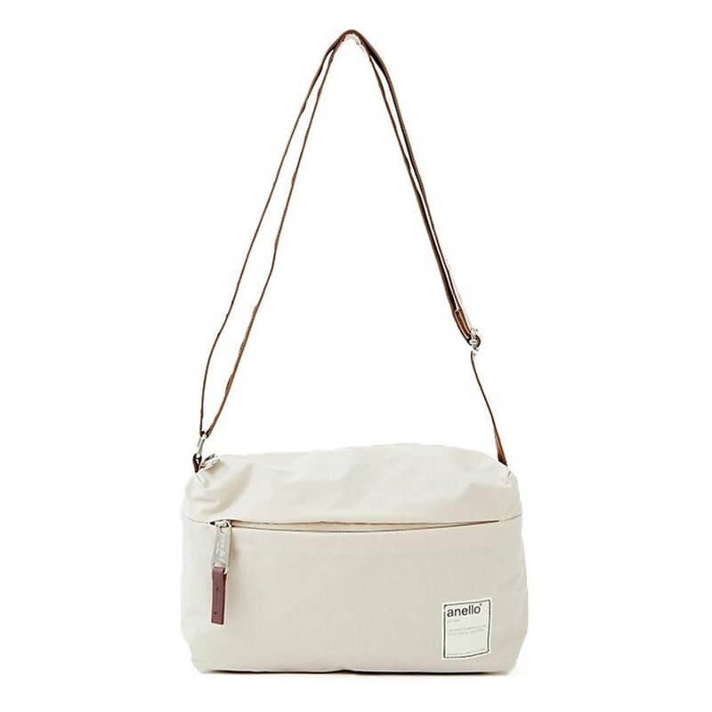 anello Circle series Water Repellent Mini Shoulder Bag ATT0701 (Ivory) - กระเป๋าแมสเซนเจอร์ - เส้นใยสังเคราะห์ ขาว