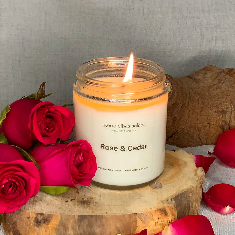 [Relieves Emotional Stress] Rose & Cedar Soy Candle Rose & Cedar x 2 Set - เทียน/เชิงเทียน - ขี้ผึ้ง ขาว