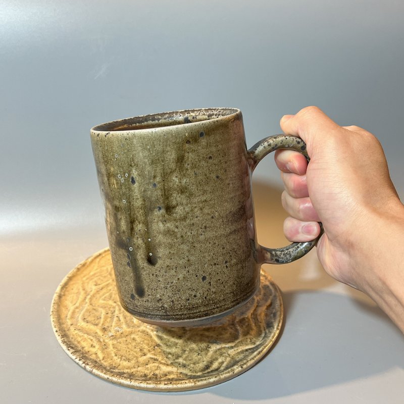 柴燒500cc古樸重落灰馬克杯 / 啤酒杯 / 小平凡手作 - 茶壺/茶杯/茶具 - 陶 