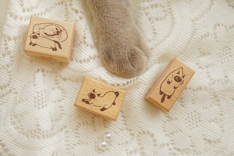 Siamese cat handbook stamp resin - ตราปั๊ม/สแตมป์/หมึก - ไม้ สีกากี